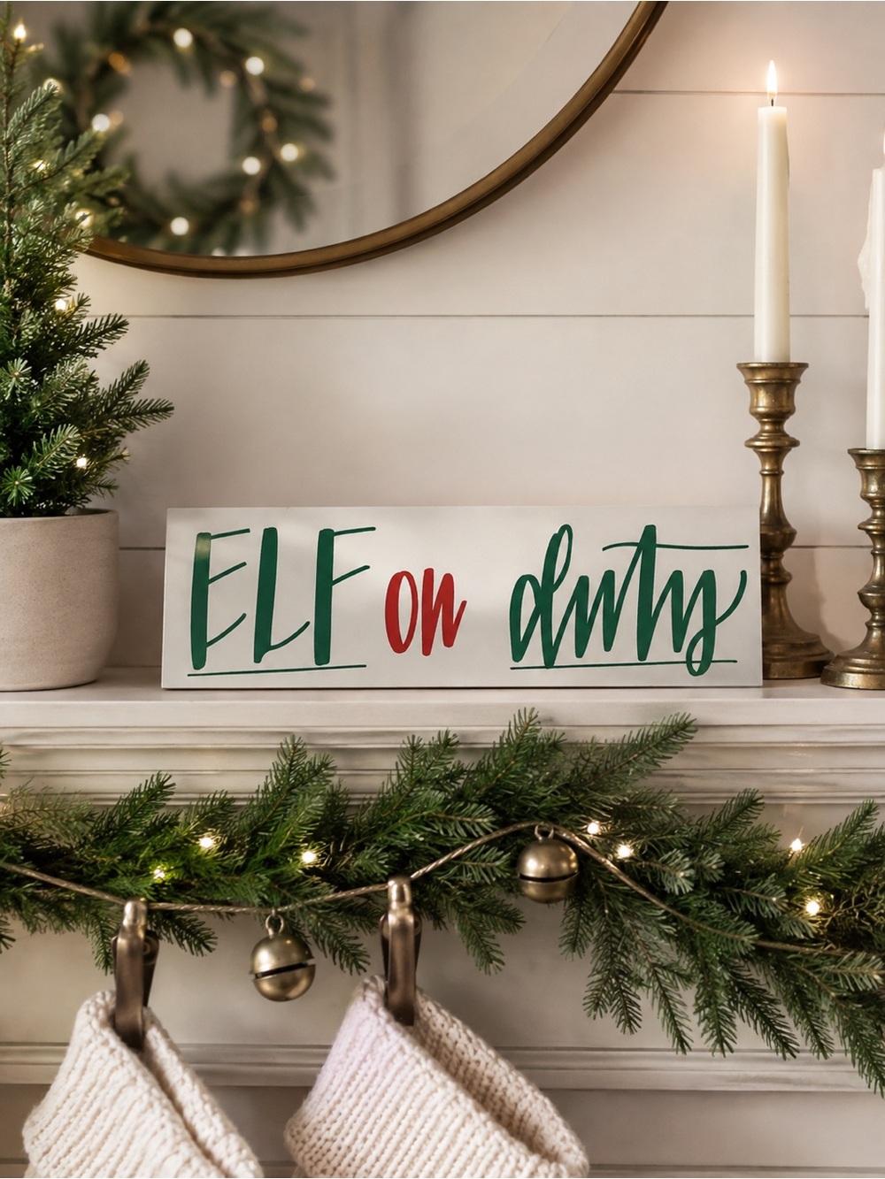 Elf on Duty Christmas Shelfie Sign